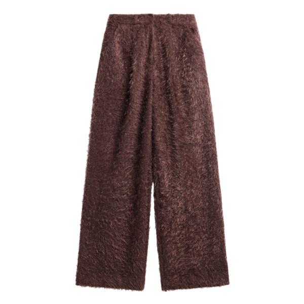 The Frankie Shop Melker Furry Pants - Mauve Brown - Oversized Minimalist Pants in Beige - Shop at Coveti