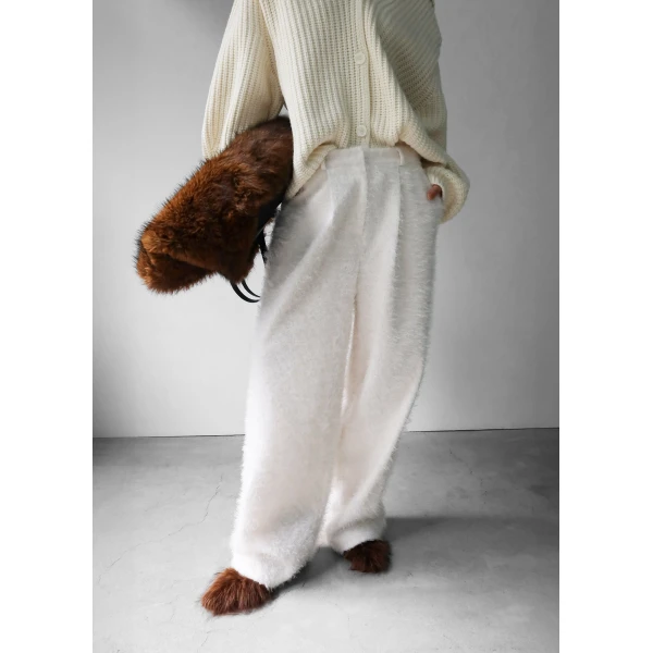 The Frankie Shop Melker Furry Pants - Off White - Oversized Minimalist Pants in White - Shop at Coveti