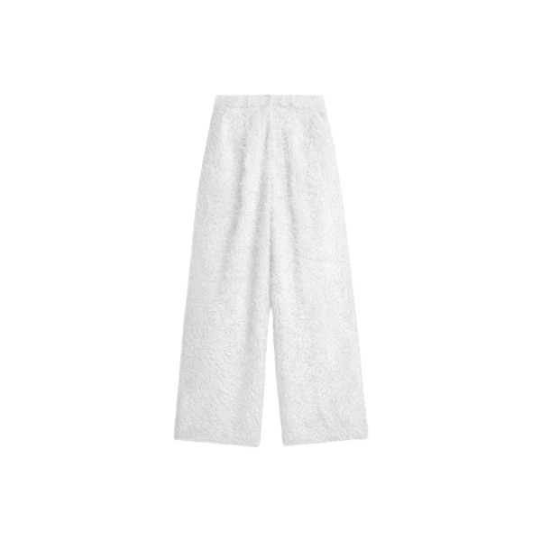 The Frankie Shop Melker Furry Pants - Off White - Oversized Minimalist Pants in White - Shop at Coveti