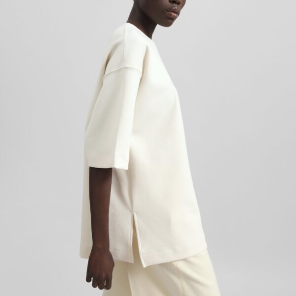 The Frankie Shop Melor Oversized T-Shirt - Cream - Oversized Minimalist Tops in Ivory - Shop at Coveti