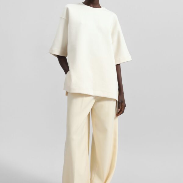 The Frankie Shop Melor Oversized T-Shirt - Cream - Oversized Minimalist Tops in Ivory - Shop at Coveti