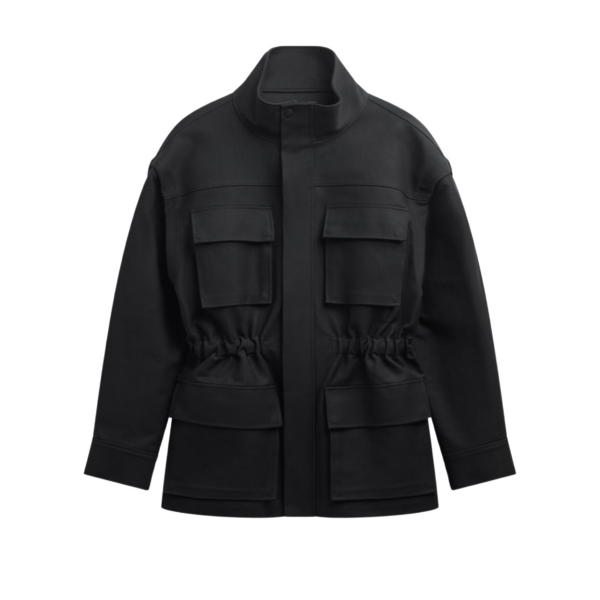 The Frankie Shop Melton Detachable Sleeve Cargo Jacket - Black - Oversized Minimalist Jackets in Black - Shop at Coveti