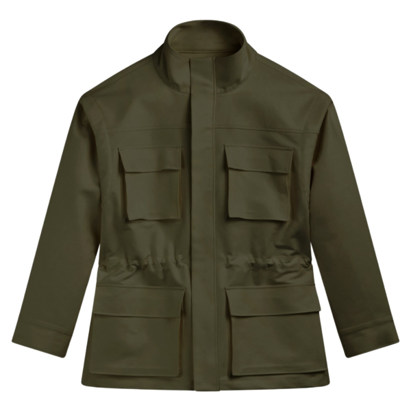 The Frankie Shop Melton Detachable Sleeve Cargo Jacket - Khaki - Oversized Minimalist Jackets in Green - Shop at Coveti