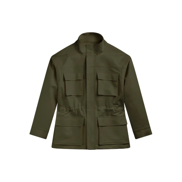 The Frankie Shop Melton Detachable Sleeve Cargo Jacket - Khaki - Oversized Minimalist Jackets in Green - Shop at Coveti