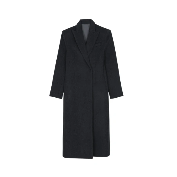 The Frankie Shop Melva Long Coat - Charcoal - Oversized Minimalist Coats in Grey - Shop at Coveti