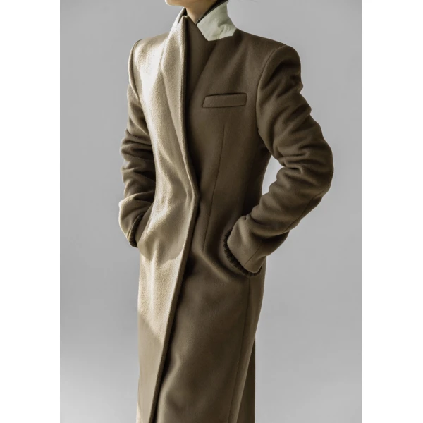 The Frankie Shop Melva Long Coat – Taupe, view 4