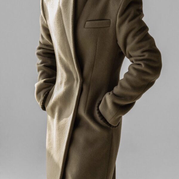 The Frankie Shop Melva Long Coat - Taupe - Oversized Minimalist Coats in Beige - Shop at Coveti