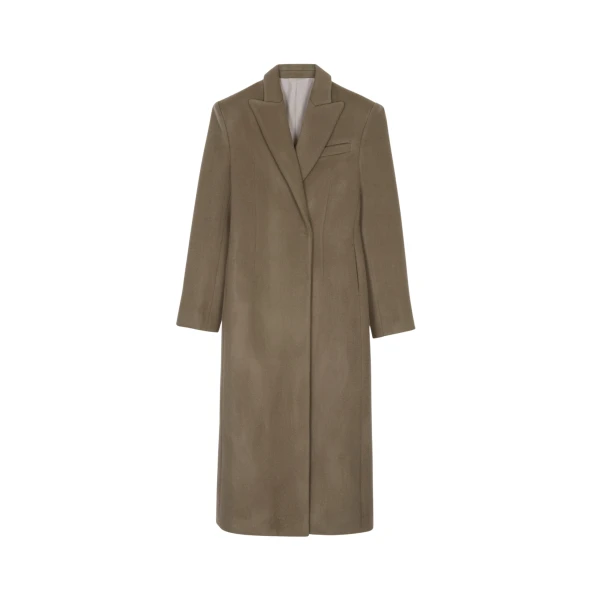 The Frankie Shop Melva Long Coat - Taupe - Oversized Minimalist Coats in Beige - Shop at Coveti