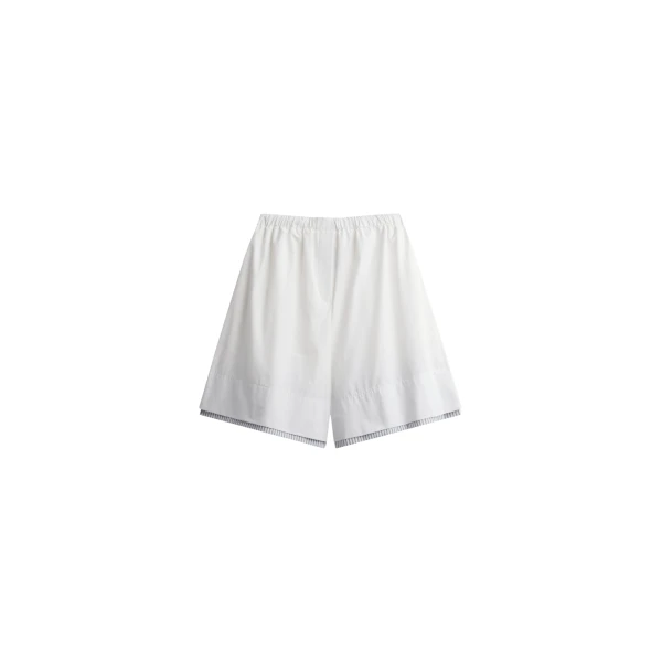 The Frankie Shop Menton Layered Hem Shorts - White/Blue Stripe - Oversized Minimalist Shorts in Multicolour - Shop at Coveti