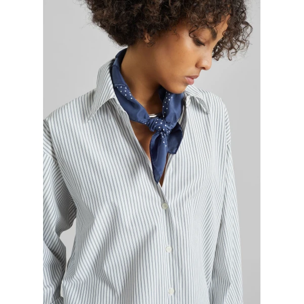 The Frankie Shop Menton Oversized Shirt – White/Blue Stripe, view 3