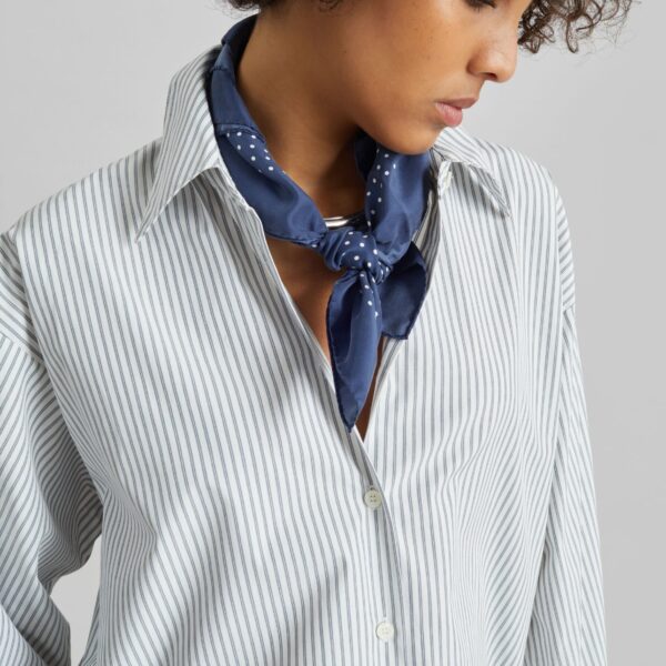 The Frankie Shop Menton Oversized Shirt - White/Blue Stripe - Oversized Minimalist Tops in Multicolour - Shop at Coveti