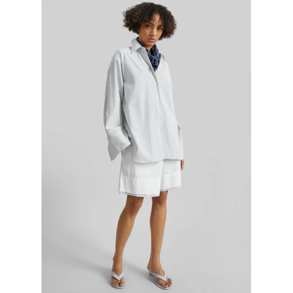 The Frankie Shop Menton Oversized Shirt – White/Blue Stripe, view 5