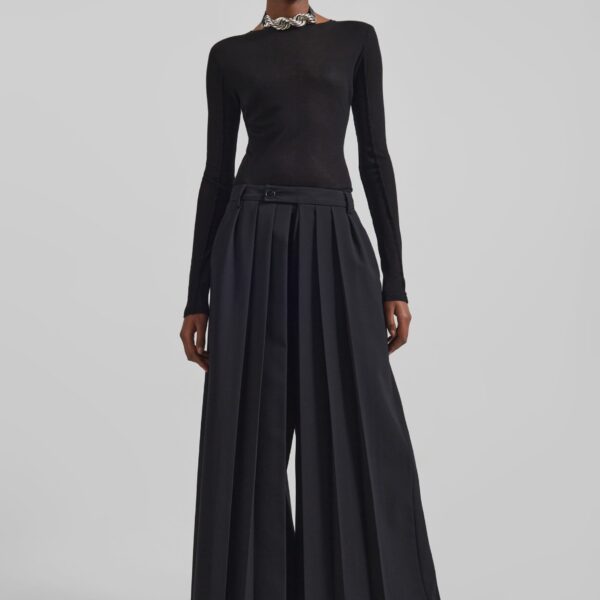 The Frankie Shop Mesa Sheer Long Sleeve Tee - Black - Oversized Minimalist Tops in Black - Shop at Coveti