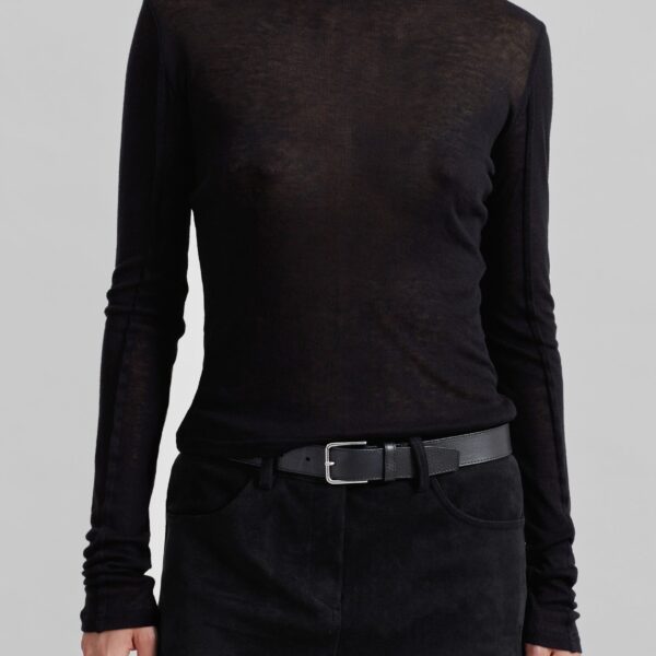 The Frankie Shop Mesa Sheer Long Sleeve Tee - Black - Oversized Minimalist Tops in Black - Shop at Coveti