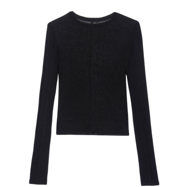The Frankie Shop Mesa Sheer Long Sleeve Tee - Black - Oversized Minimalist Tops in Black - Shop at Coveti