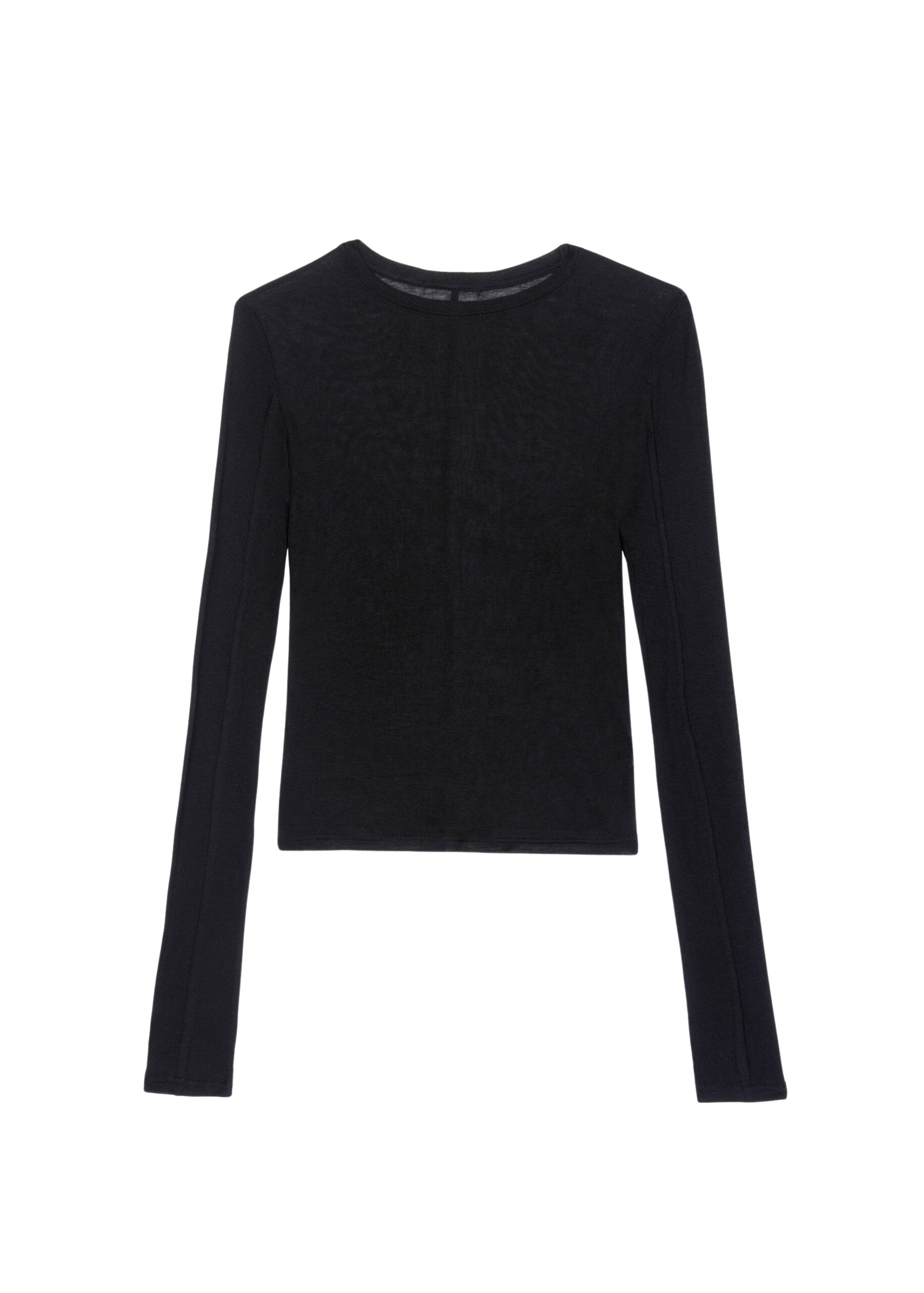The Frankie Shop Mesa Sheer Long Sleeve Tee – Black Top