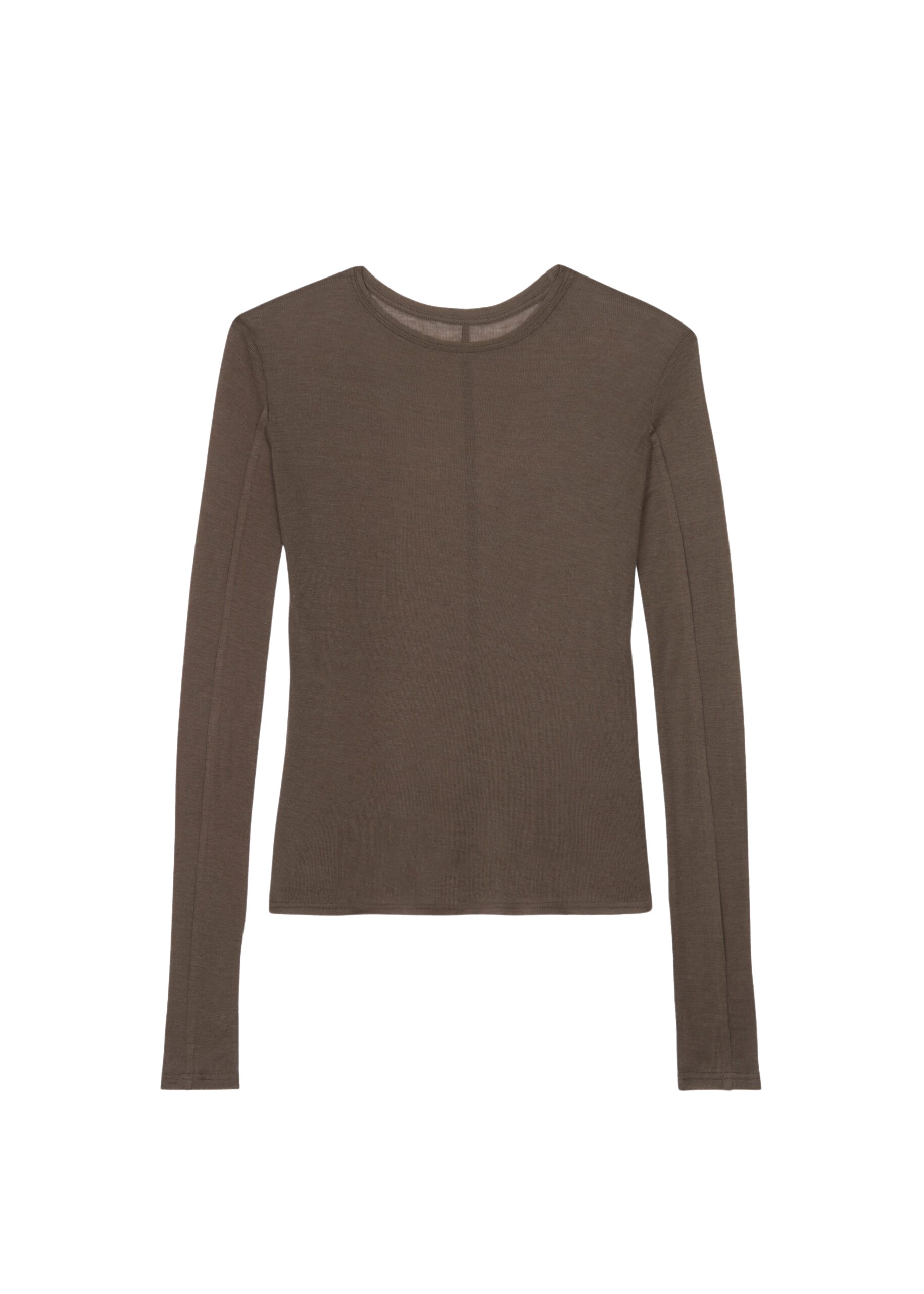 The Frankie Shop Mesa Sheer Long Sleeve Tee – Brown Top