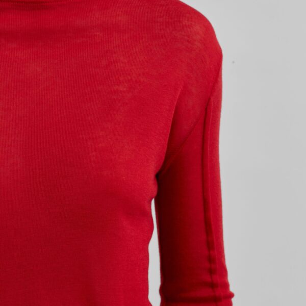 The Frankie Shop Mesa Sheer Long Sleeve Tee - Red - Oversized Minimalist Tops in Red - Shop at Coveti