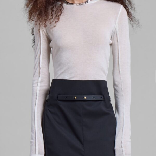The Frankie Shop Mesa Sheer Long Sleeve Tee - White - Oversized Minimalist Tops in White - Shop at Coveti
