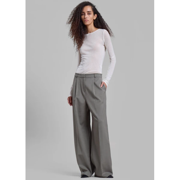 The Frankie Shop Mesa Sheer Long Sleeve Tee – White Top, view 4