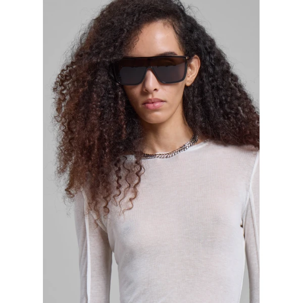 The Frankie Shop Mesa Sheer Long Sleeve Tee – White Top, view 5