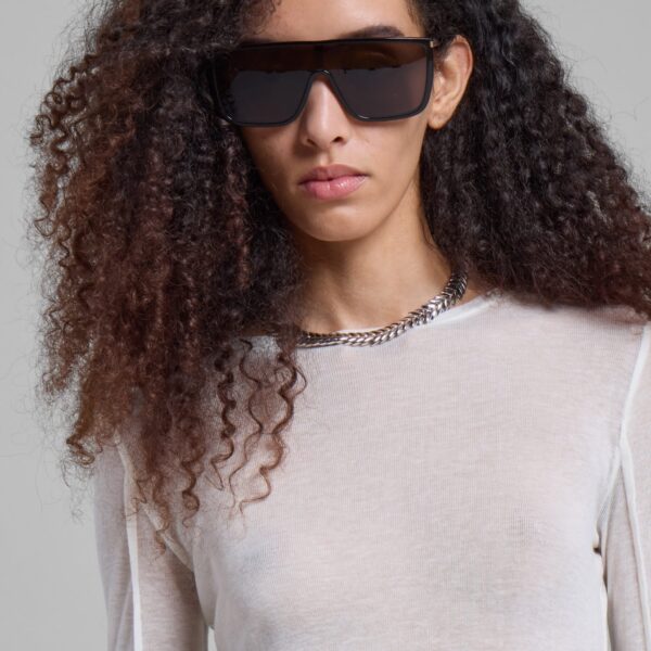 The Frankie Shop Mesa Sheer Long Sleeve Tee - White - Oversized Minimalist Tops in White - Shop at Coveti