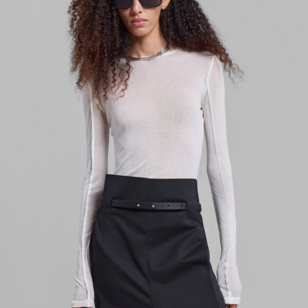 The Frankie Shop Mesa Sheer Long Sleeve Tee - White - Oversized Minimalist Tops in White - Shop at Coveti