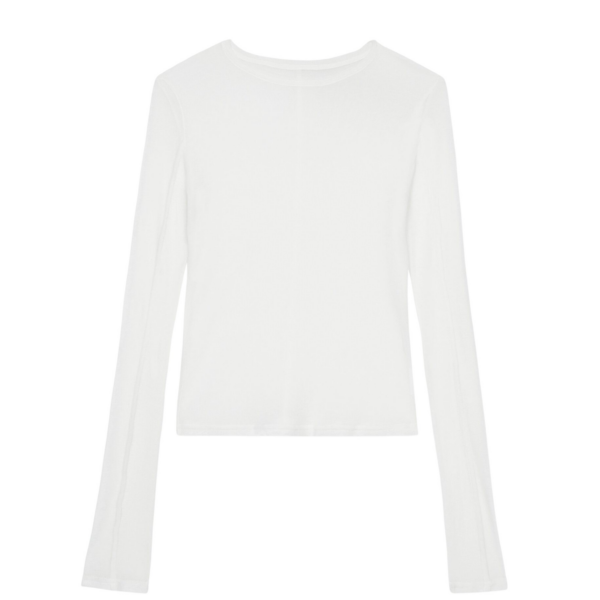 The Frankie Shop Mesa Sheer Long Sleeve Tee - White - Oversized Minimalist Tops in White - Shop at Coveti
