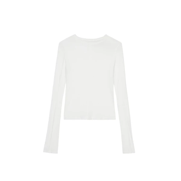The Frankie Shop Mesa Sheer Long Sleeve Tee - White - Oversized Minimalist Tops in White - Shop at Coveti