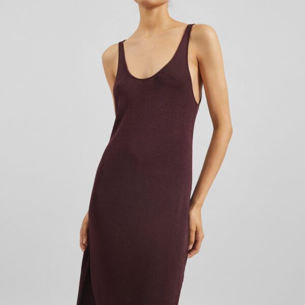 The Frankie Shop Miami Knit Mini Dress - Burgundy - Oversized Minimalist Dresses in Red - Shop at Coveti