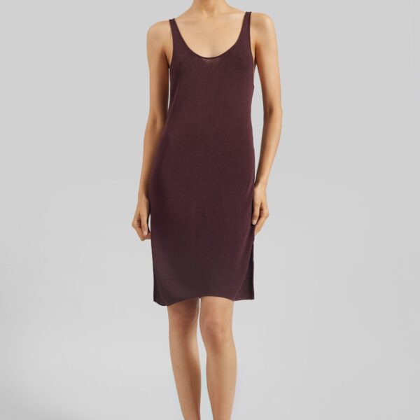 The Frankie Shop Miami Knit Mini Dress - Burgundy - Oversized Minimalist Dresses in Red - Shop at Coveti