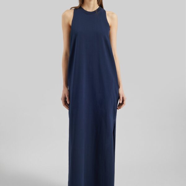 The Frankie Shop Milla Jersey Dress - Dark Navy - Oversized Minimalist Dresses in Blue - Shop at Coveti