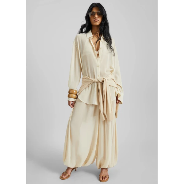 The Frankie Shop Mio Sheer Balloon Pants – Beige, view 2
