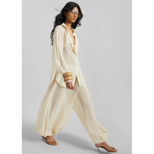 The Frankie Shop Mio Sheer Balloon Pants – Beige, view 4