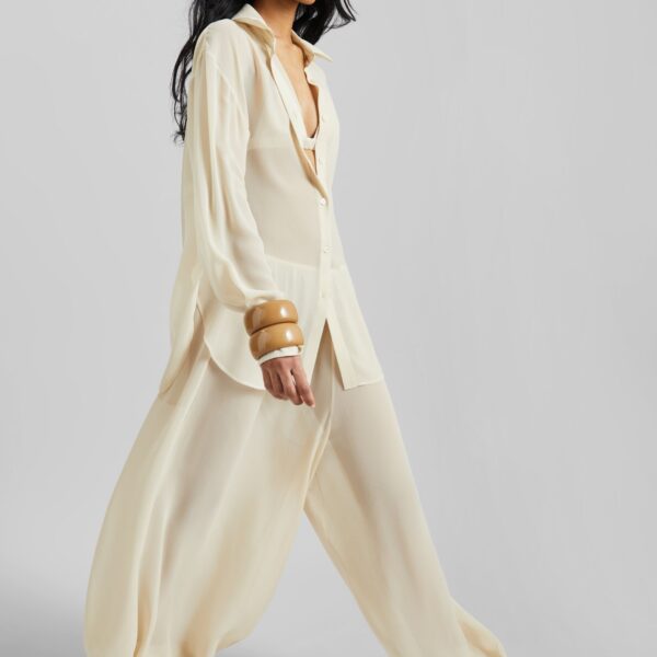 The Frankie Shop Mio Sheer Balloon Pants - Beige - Oversized Minimalist Pants in Beige - Shop at Coveti