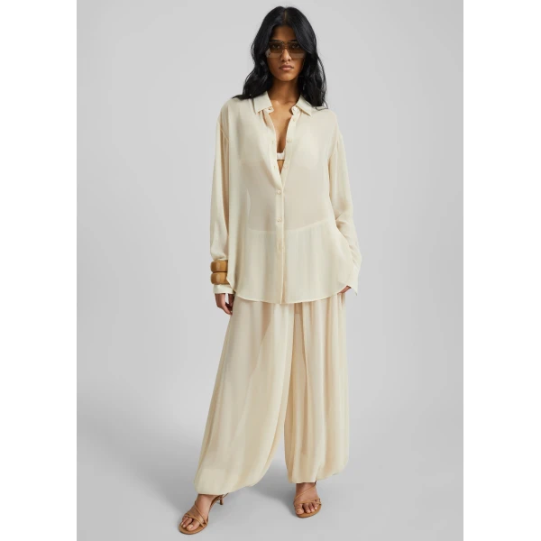 The Frankie Shop Mio Sheer Balloon Pants – Beige, view 6