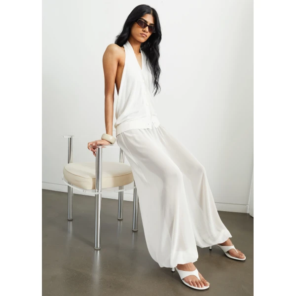 The Frankie Shop Mio Sheer Balloon Pants – White, view 4