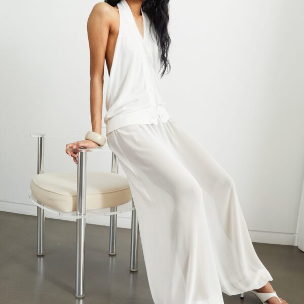 The Frankie Shop Mio Sheer Balloon Pants - White - Oversized Minimalist Pants in White - Shop at Coveti