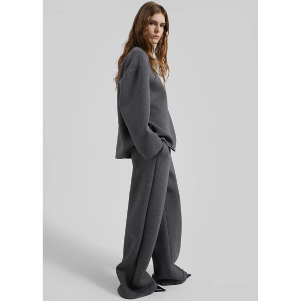 The Frankie Shop Mirca Neoprene Elastic Pants – Dark Grey, view 2