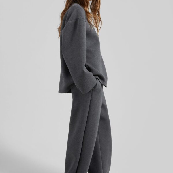 The Frankie Shop Mirca Neoprene Elastic Pants - Dark Grey - Oversized Minimalist Pants in Grey - Shop at Coveti
