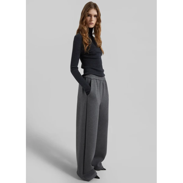 The Frankie Shop Mirca Neoprene Elastic Pants – Dark Grey, view 3
