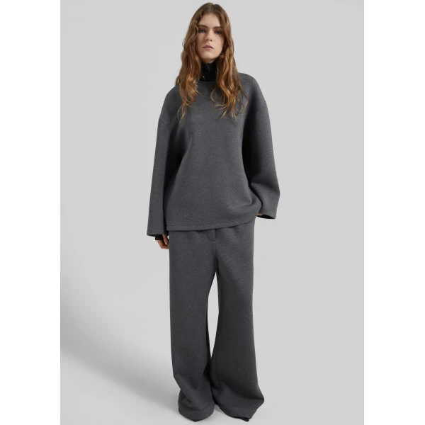 The Frankie Shop Mirca Neoprene Elastic Pants – Dark Grey, view 4