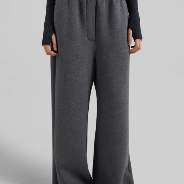 The Frankie Shop Mirca Neoprene Elastic Pants - Dark Grey - Oversized Minimalist Pants in Grey - Shop at Coveti