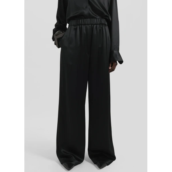 The Frankie Shop Mirca Satin Elastic Pants – Black, view 2