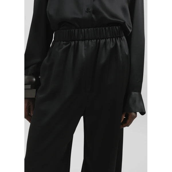 The Frankie Shop Mirca Satin Elastic Pants – Black, view 4