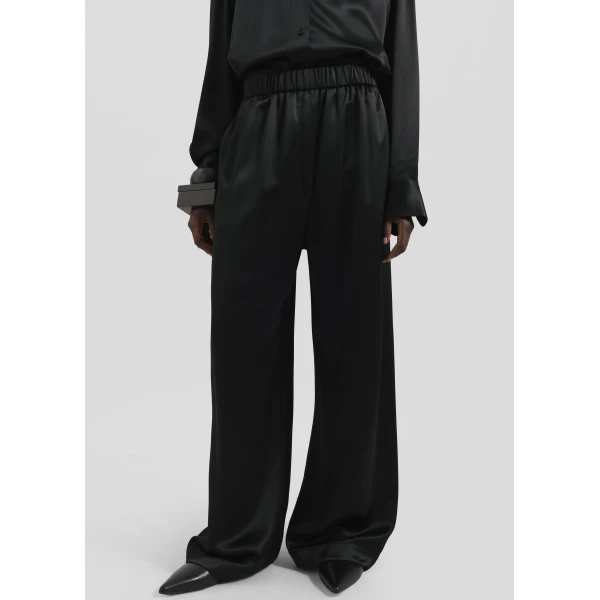 The Frankie Shop Mirca Satin Elastic Pants – Black, view 5