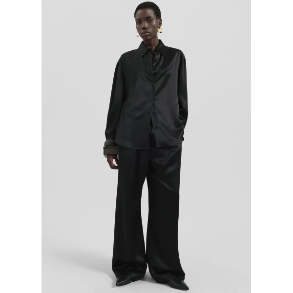 The Frankie Shop Mirca Satin Elastic Pants – Black, view 6
