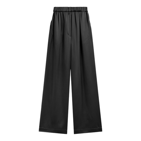 The Frankie Shop Mirca Satin Elastic Pants - Black - Oversized Minimalist Pants in Black - Shop at Coveti