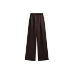 The Frankie Shop Mirca Satin Elastic Pants - Brown - Oversized Minimalist Pants in Beige - Shop at Coveti