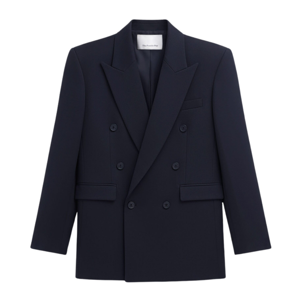 The Frankie Shop Monterey Structured Blazer - Dark Navy - Oversized Minimalist Jackets in Blue - Shop at Coveti